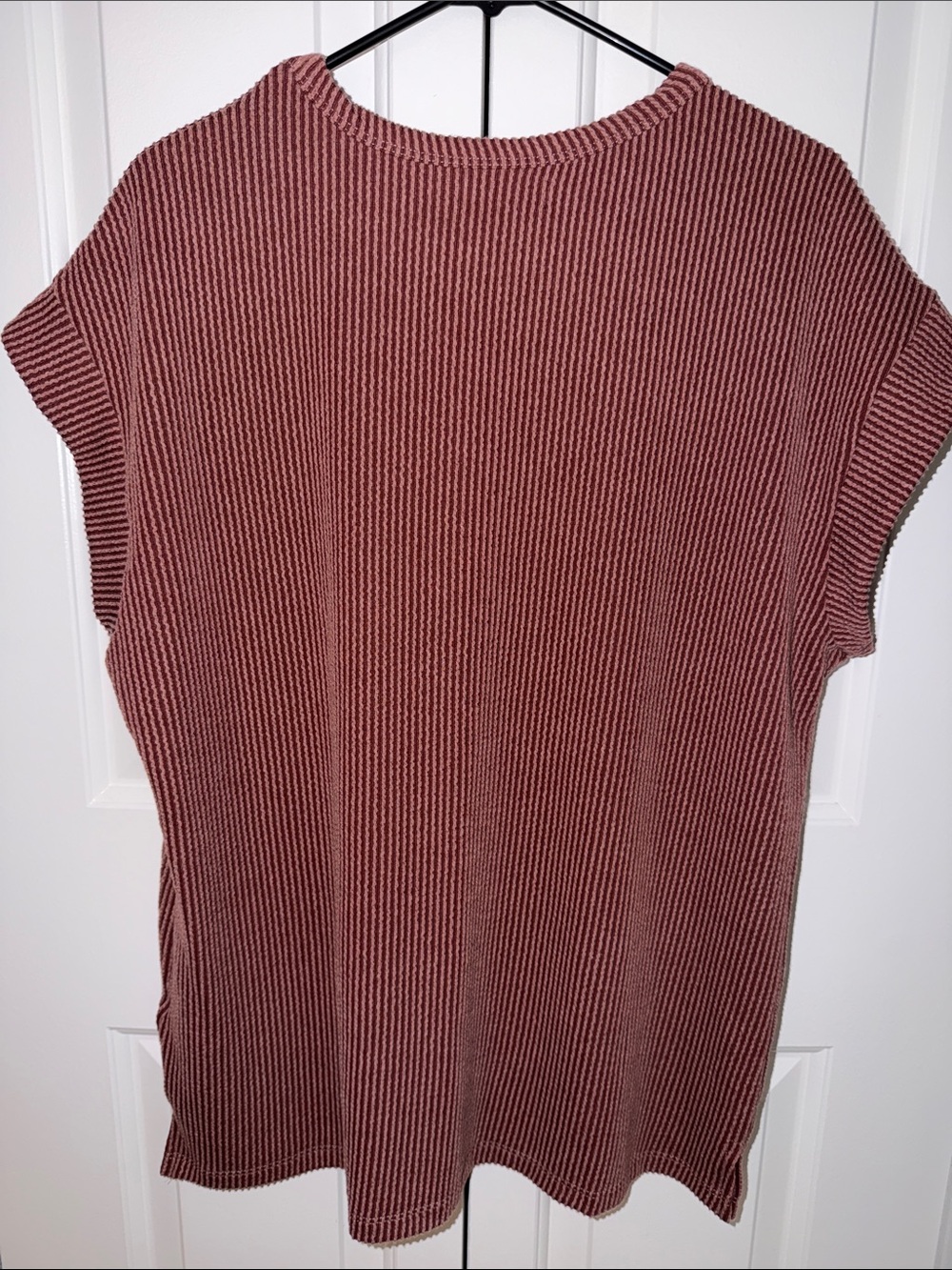 Maurices Womens Ribbed Short-Sleeve Top in Rust Pink - Picture 2 of 4